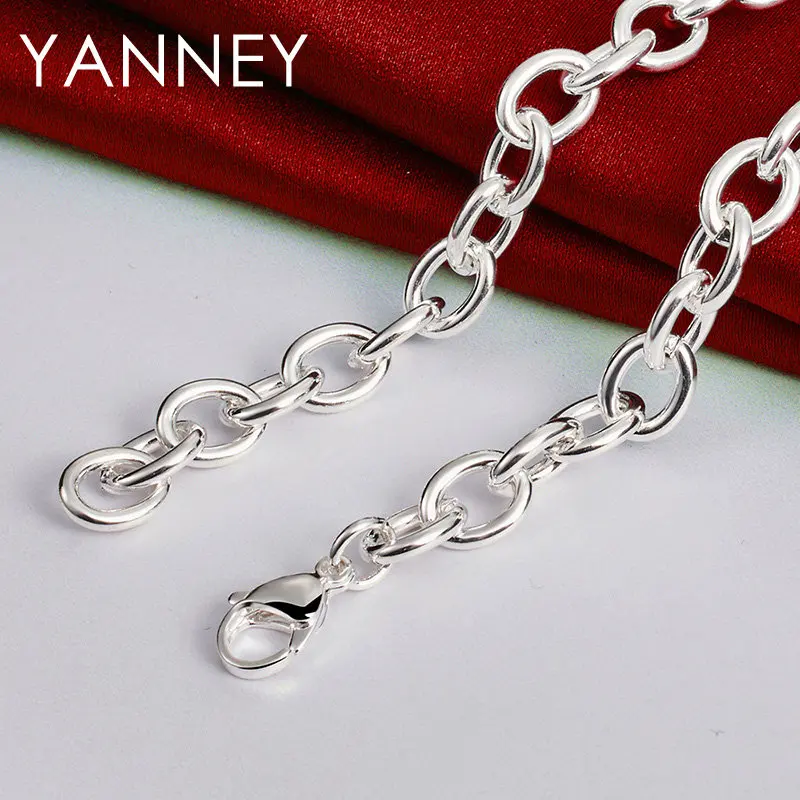 YANNEY 925 Sterling Silver 18 Inches Elegant Oval Frame Necklace For Women Fashion Charm Girlfriend Gift Jewelry Party