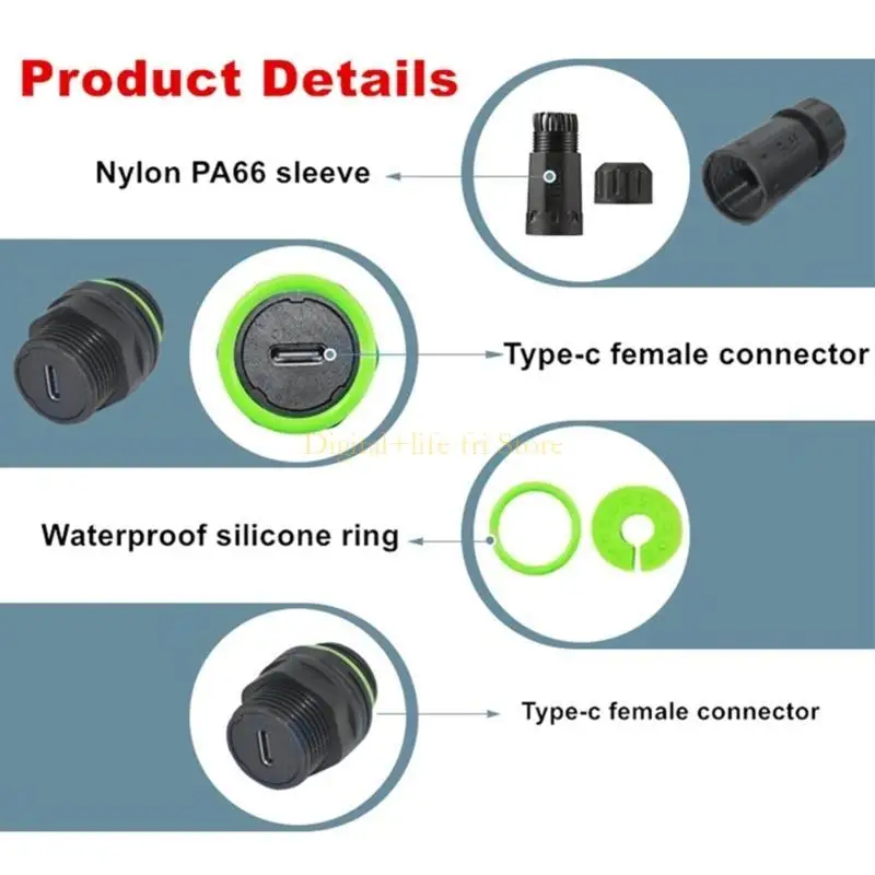 

E06D IP68 Waterproof Electric Cable Connector Outdoor Waterproof 10Gpbs USB C