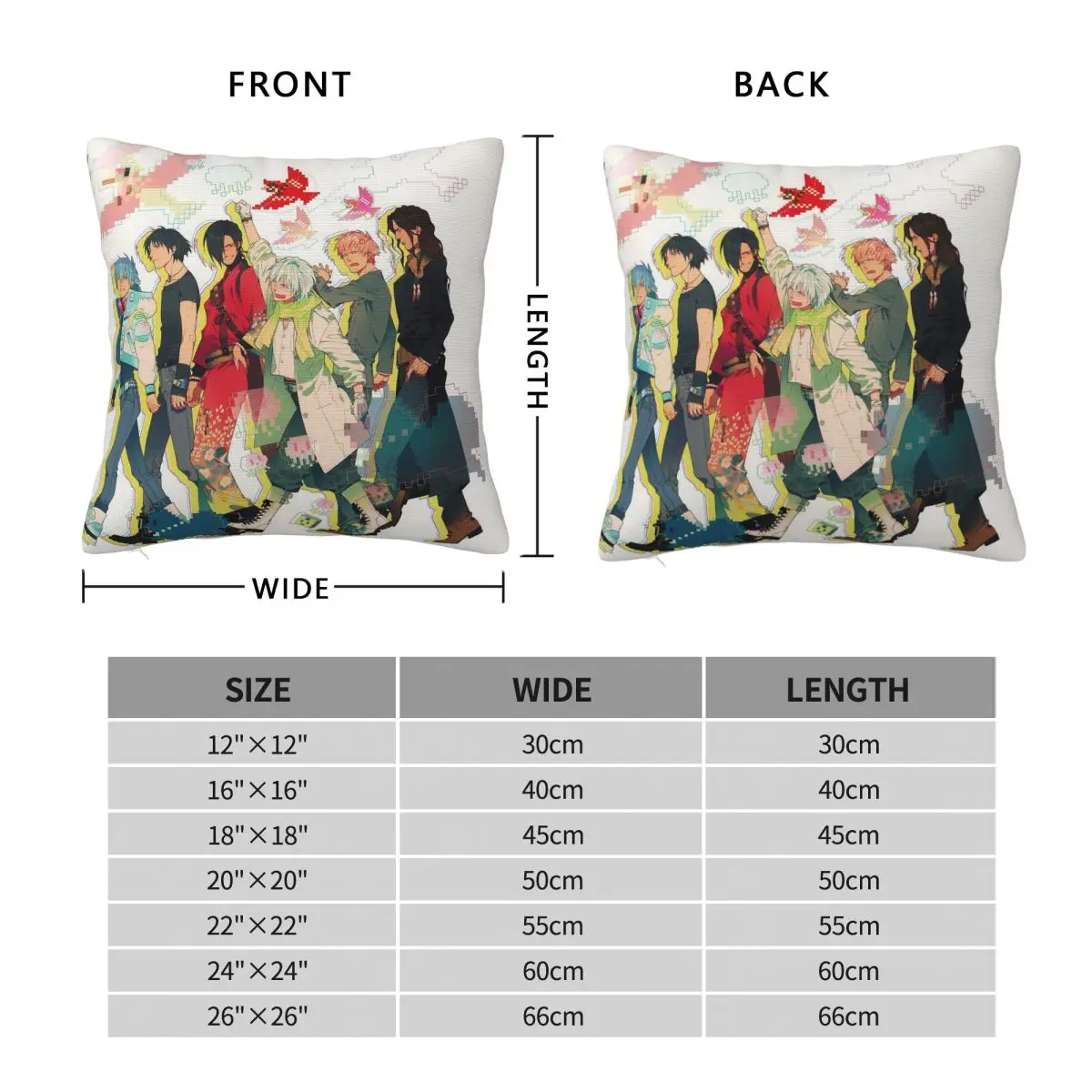 Dramatical Murder Anime Square Pillowcase Cushion Cover Pillow Case Throw Pillow Cover for Home Bedroom Car