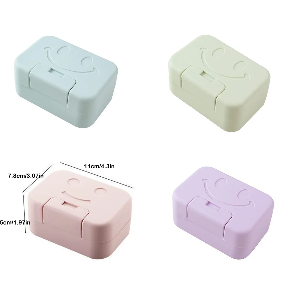 Waterproof Travel Soap Box Case Bathroom Holder Dish with Lid Lockable Lovely Convenient Candy Color for Accessory