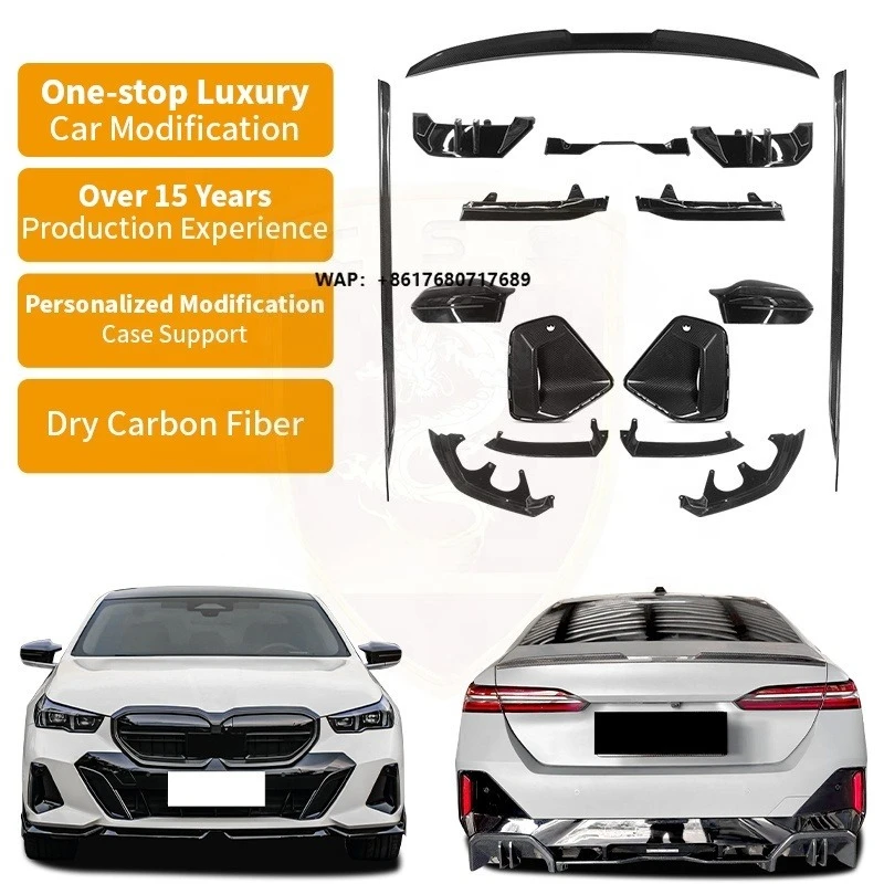 Best Quality Dry Carbon Fiber Body Kit for 5 Series G60 G68 Front Rear Diffuser Lip Side Skirts Mirror Cover Car Accessories