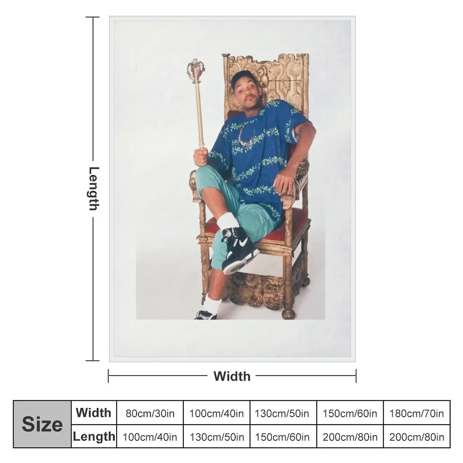 New Will Smith on the throne Throw Blanket couch cozy soft plush fuzzy picnic outdoor blanket