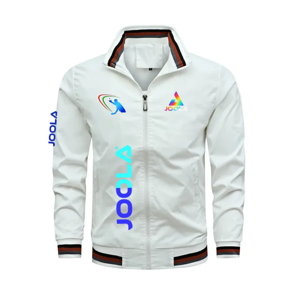Yura JOOLA gradient color logo collar zipper jacket men's striped ribbed windproof casual sports jacket lightweight baseball jac