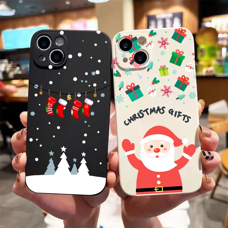 Nový rok dárky santa claus vánoce pouzdro pro iPhone 15 měkké pouzdro pro iPhone 16 15 14 13 12 11 pro maxi 7 8plus X XS XR SE2 obal