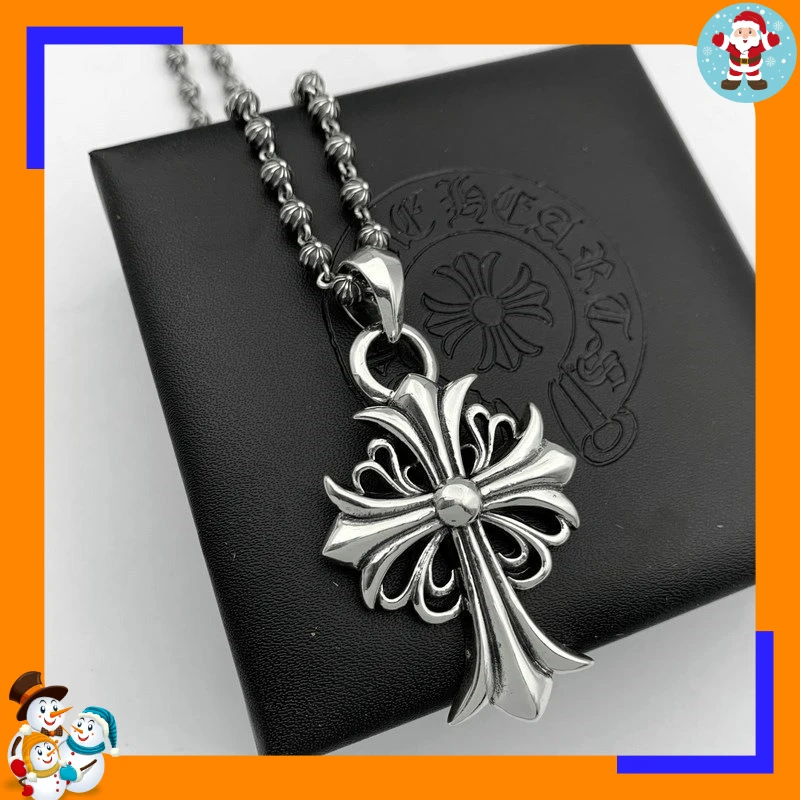 High Version Cross Pendant Necklace Retro Trend Anchor Niche Pin Collarbone Men and Women The Same Style