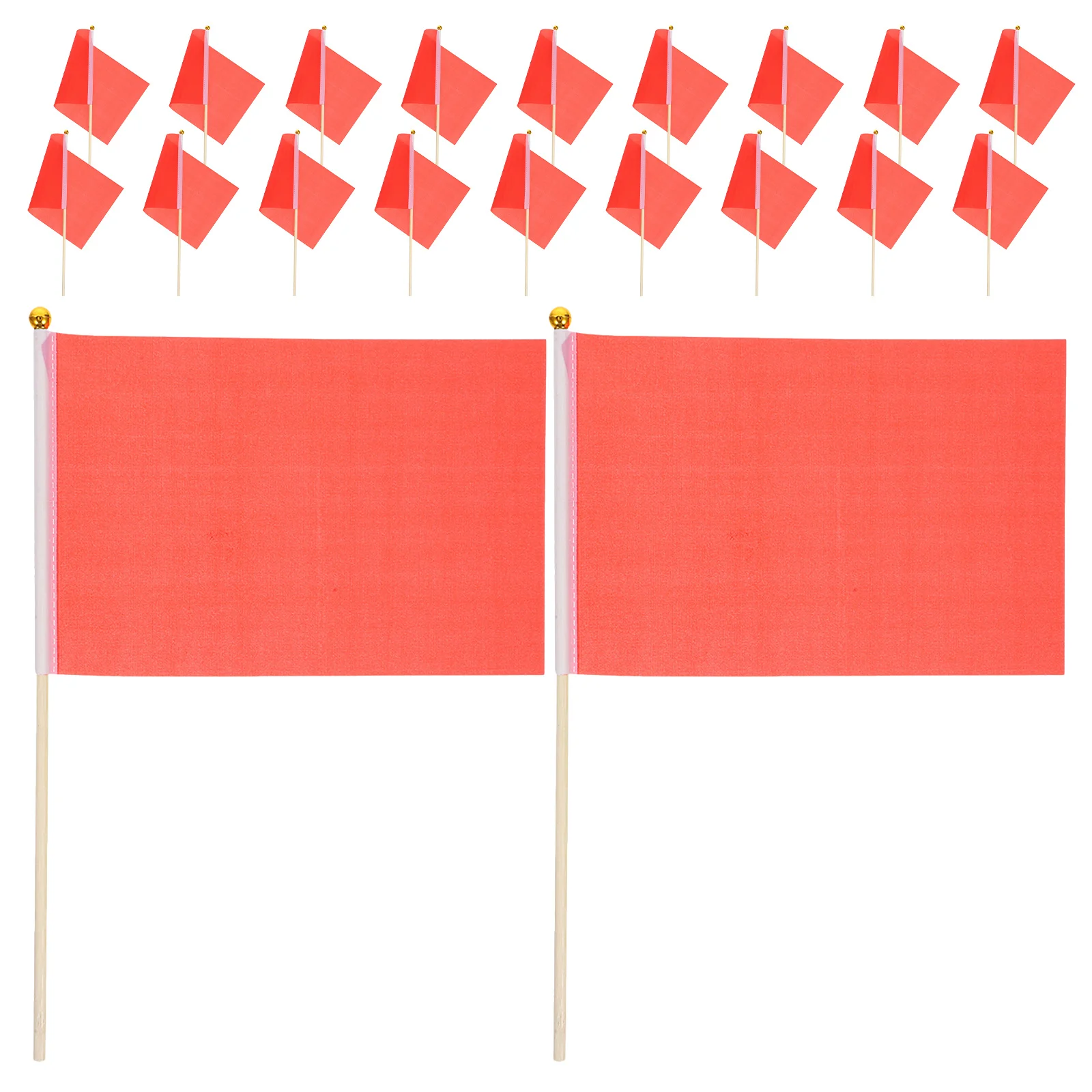 

20pcs Handheld Flags Solid Red 14X21Cm Mini Stick Flags For Waving Sports Events Parades Rallies Celebrations Portable Polyester