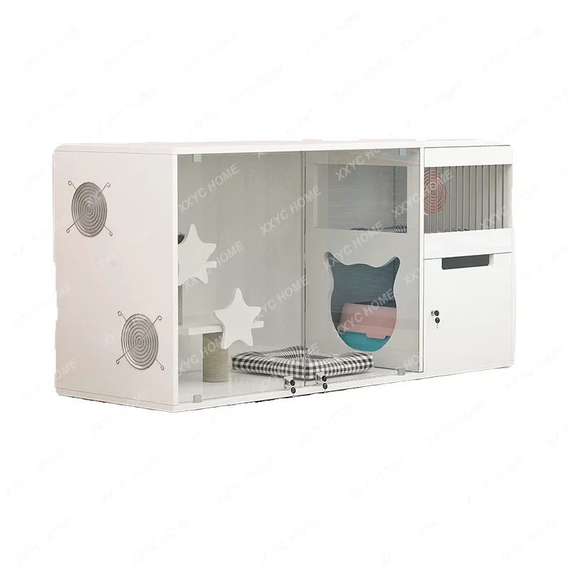 

Клетка для кошек, вилла, большое свободное пространство, встроенный кошачий домик, домашний домашний двухэтажный кошачий домик