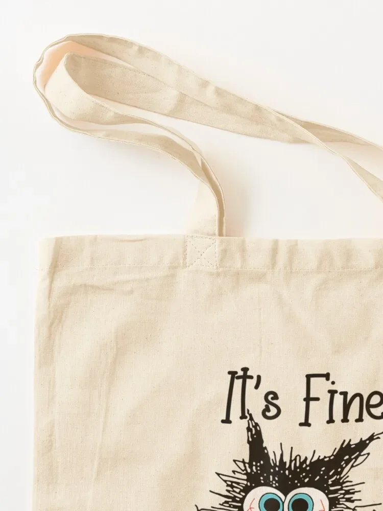 It's Fine I'm Fine Everything Is Fine Funny cat Tote Bag canvas tote bags Candy bags foldable reusable bag shopper bags