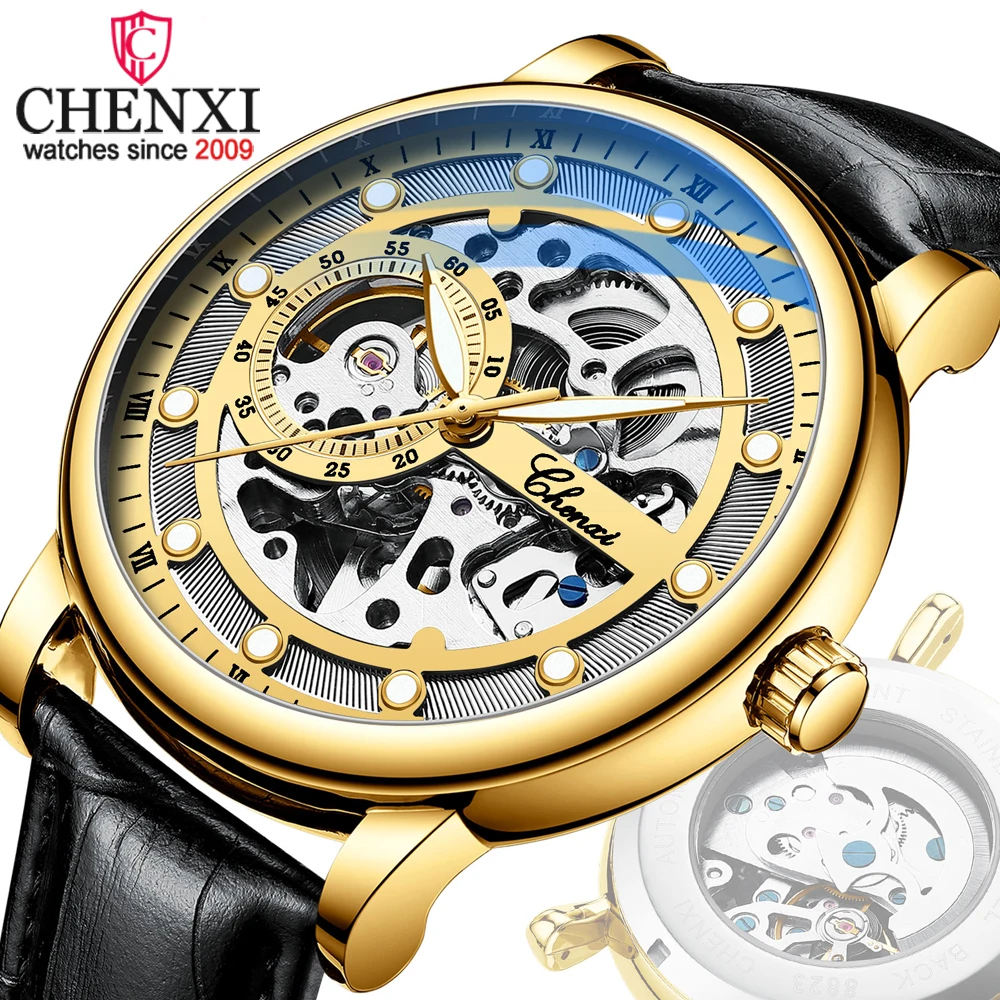 CHENXI orologi da uomo moda quadrante luminoso orologi da polso meccanici automatici orologi da uomo scheletro orologio maschile Relogio Masculino