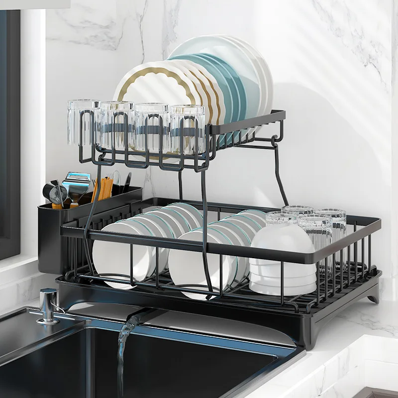 

Kitchen Dish Rack Dish Rack Household Countertop Cutlery Storage Rack Multi-Functional Sink Tableware Drain Rack