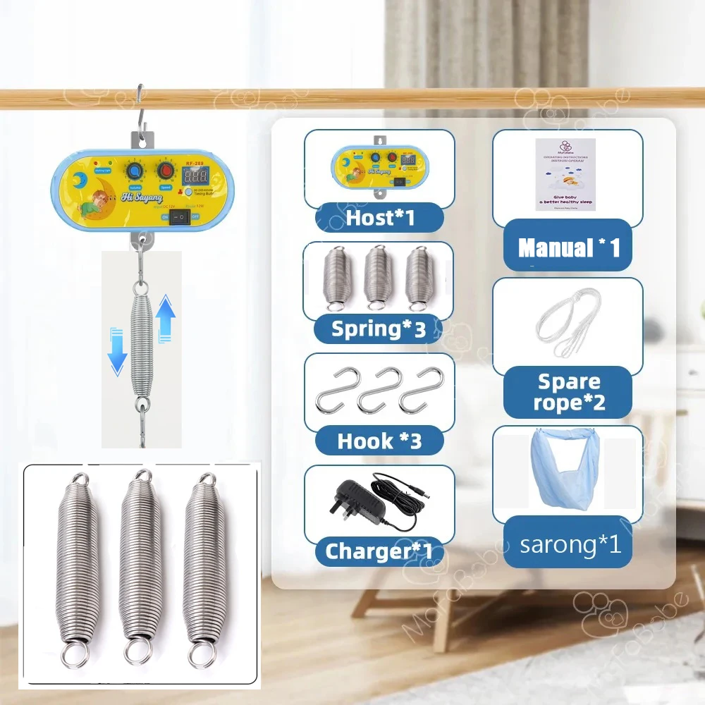 Electric Baby Cradle Swing With Net Cot And 3 Spare Spring, 2 Color For Available