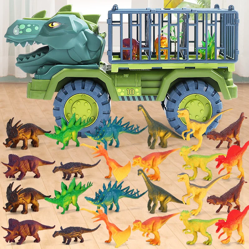 Children\'s Dinosaur Toy Car Large Engineering Vehicle Model Educational Toy Transport Vehicle Toy Boy Girl with Dinosaur Gift