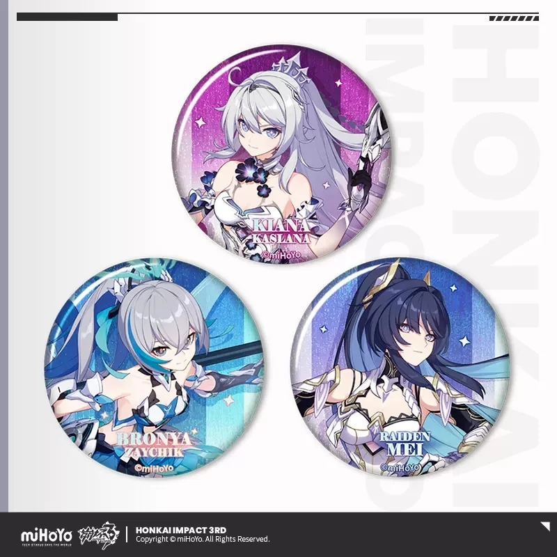 

Pre-sale Game Honkai Impact 3 Kiana Bronya Raiden Series Badge Anime Tinplate Pendant Cosplay Fashion Accessories Halloween