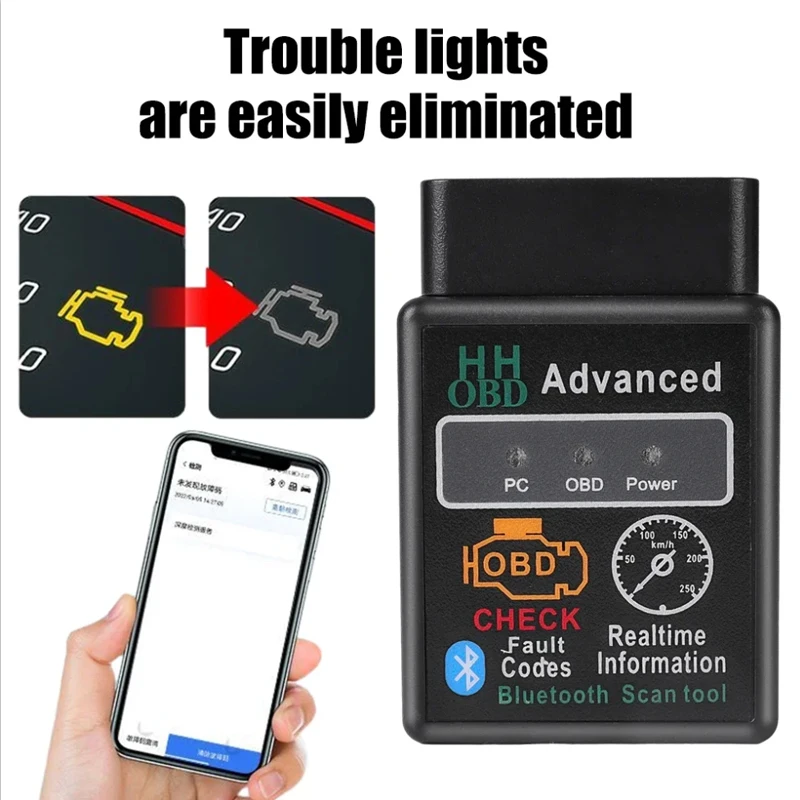 Car OBD2 Scanner Elm327 Bluetooth Car Fault Diagnosis Device Code Reader V1.5 OBDII Auto Fault Diagnostic Tool for Android IOS