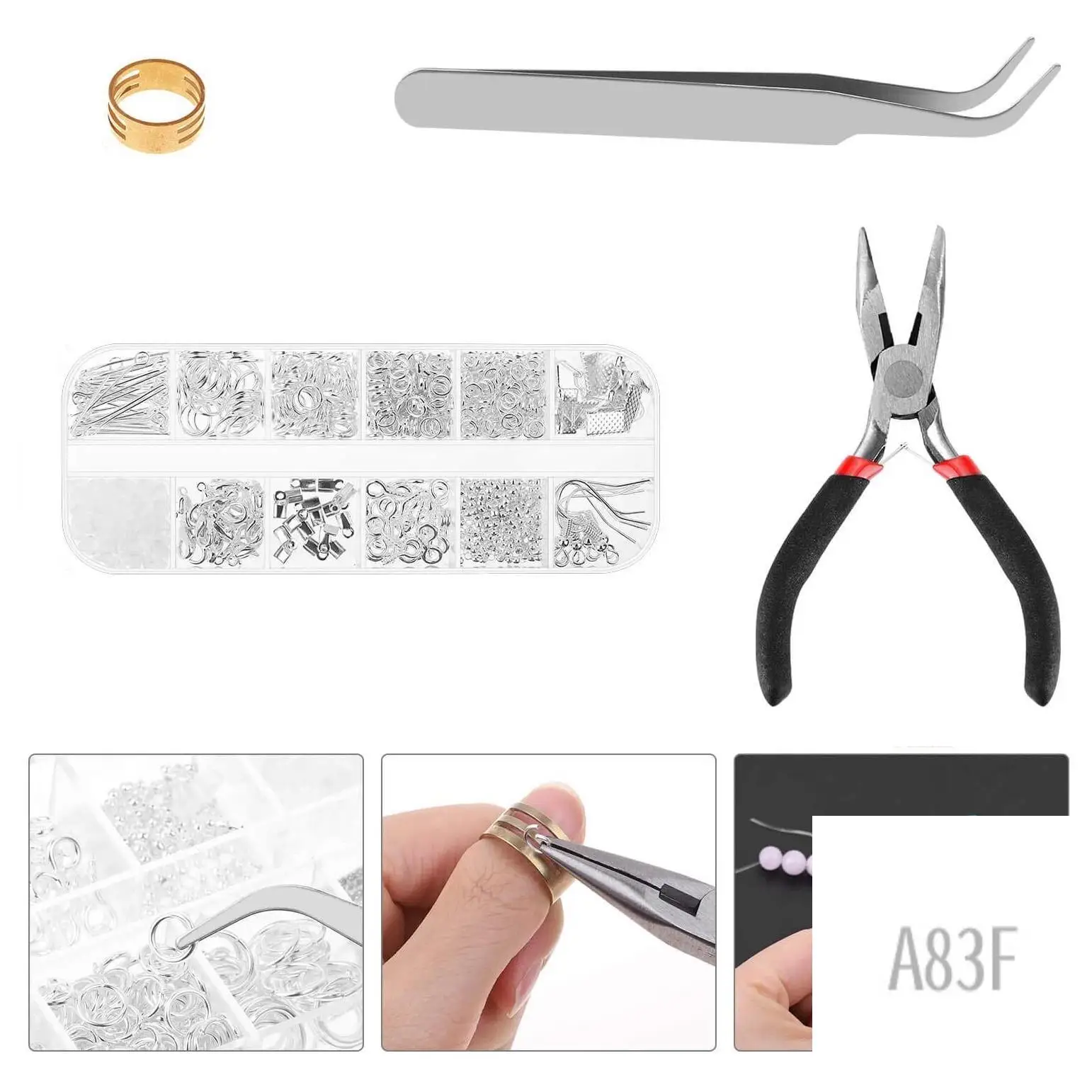 

A83F-Jewelry Making Supplies, Jewelry Repair Kit Jewelry Fixing Kit With Jewelry Wire And Findings Tools For Jewelry Making