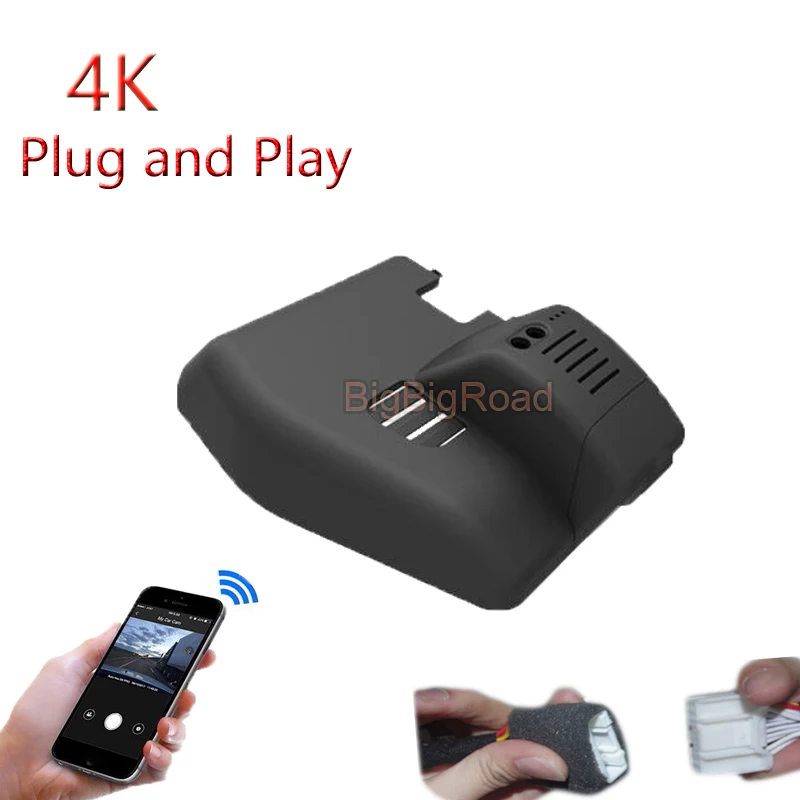 For HONGQI H5 2023 4K Plug And Play Car Video Recorder Wifi DVR Dash Cam Camera FHD 2160P