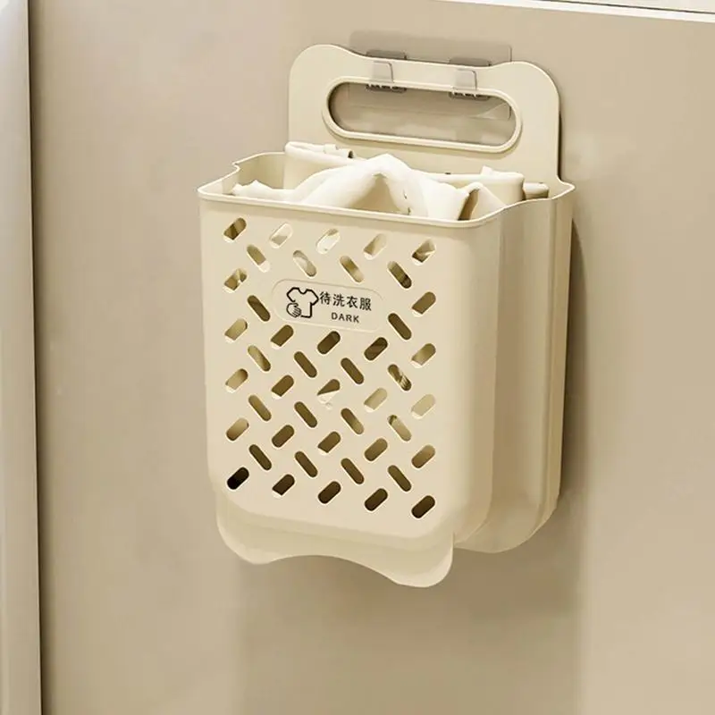 Wall-Mounted Plastic Laundry Basket Folding Dirty Clothes Toy Storage Basket Box Collapsible Household Bathroom Sundrieslaundry