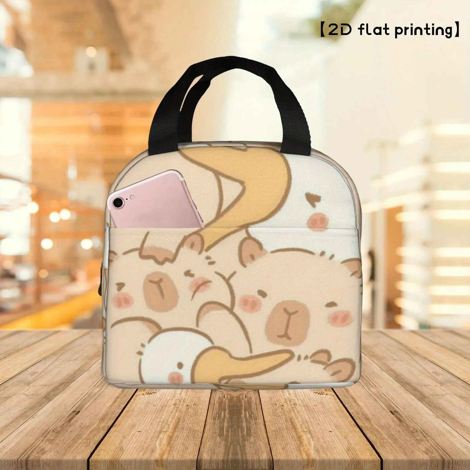 Cute Capybara Lunch Bag Insulated Cooler Tote Bag Reusable Picnic Thermal Handbag