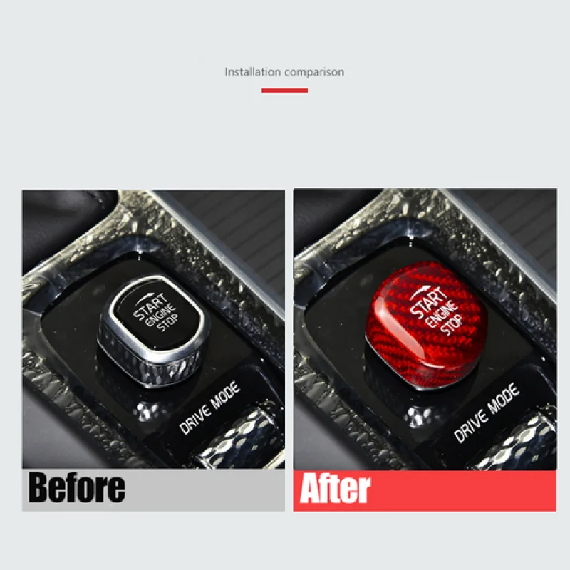 A + ألياف الكربون الأحمر سيارة بدء زر التوقف غطاء الكسوة لفولفو XC60 XC60 S60 S90 #3