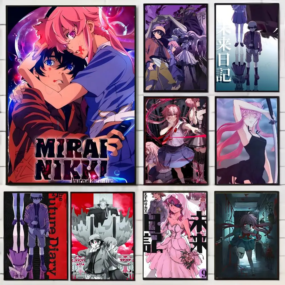 Anime Figure Mirai Nikki The Future Diary Painting Calligraphy Stylish Wall Art Poster, Bedroom Living Room Home Decor Gift