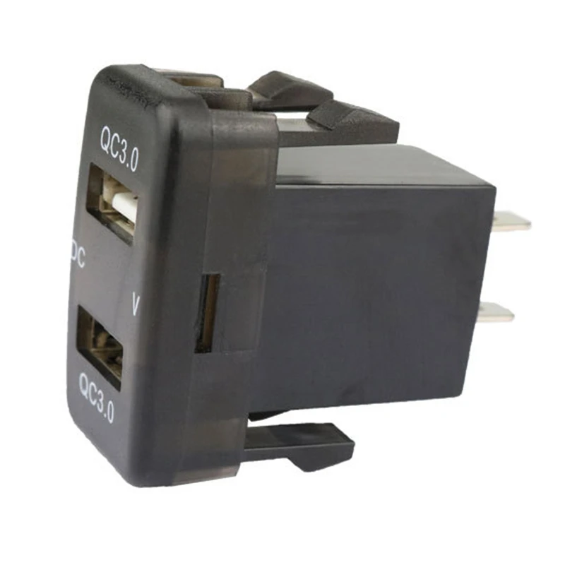 A54K-Car Dual USB3.0 Fast Charge With Display Voltmeter Black Voltage Car For Toyota
