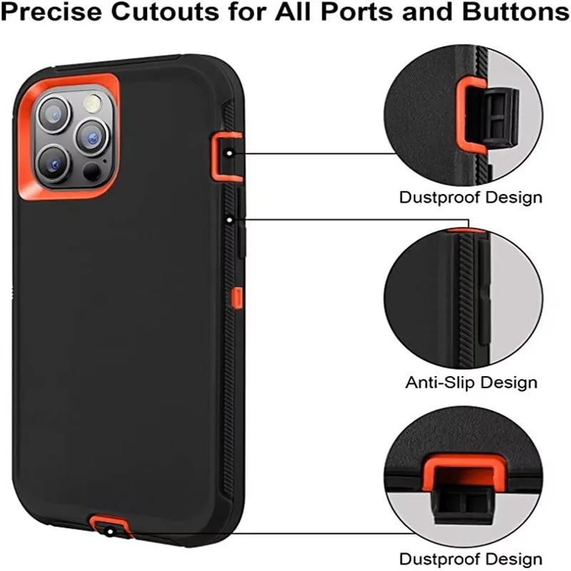 3 IN 1 For iPhone 16 15 13 12 11 14 Pro Max XR XSMAX XS MINI SE 8 7 6 6S Plus  Heavy Duty Shockproof Armor Dust-Proof Case Cover