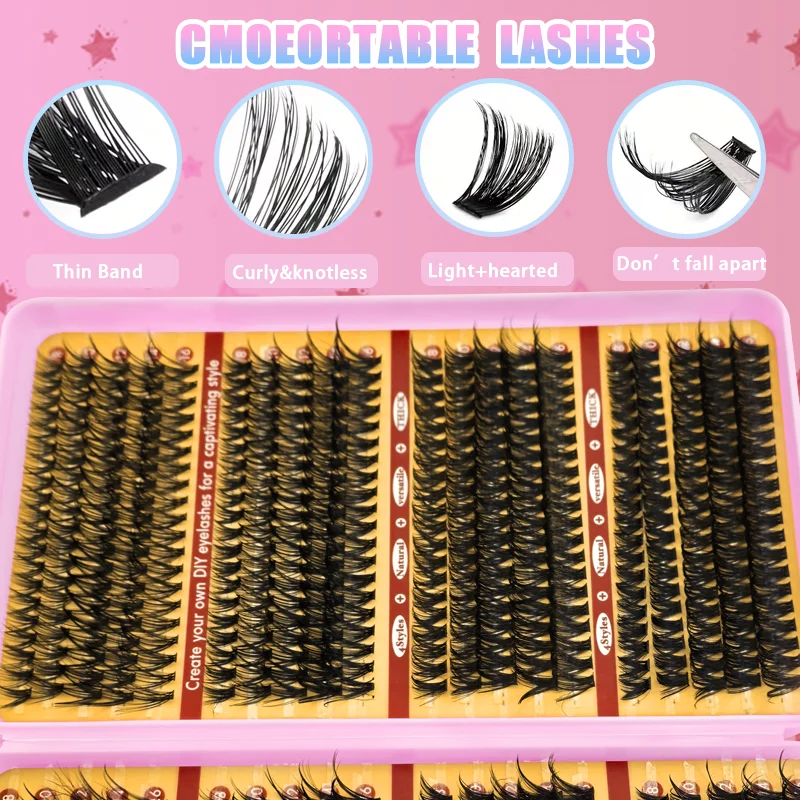 Kit de Pestañas 200/800 Piezas 8-16mm Extensiones Premium 30D 40D 50D 60D Reutilizables para Principiantes 4