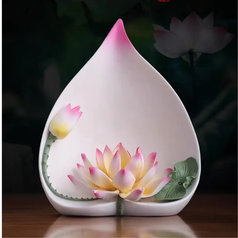 Chinese Style Craft Ornaments Entrance Buddha Platform Incense Stand Ceramic Room Fragrance, Simulated Lotus, Aromatherapy Stove