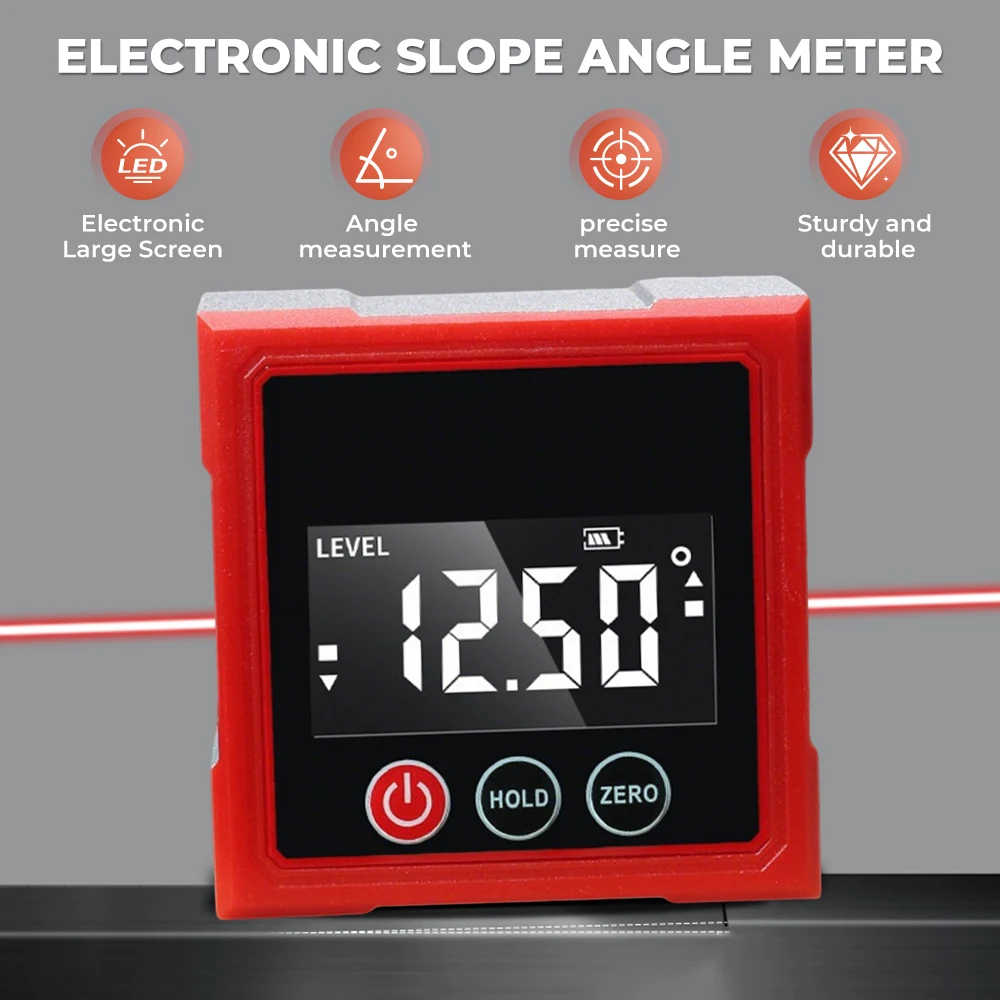 Mini Electronic Digital Protractor Magnetic Laser Inclinometer Professional Digital Display Angle Gauge Rechargable Level Box