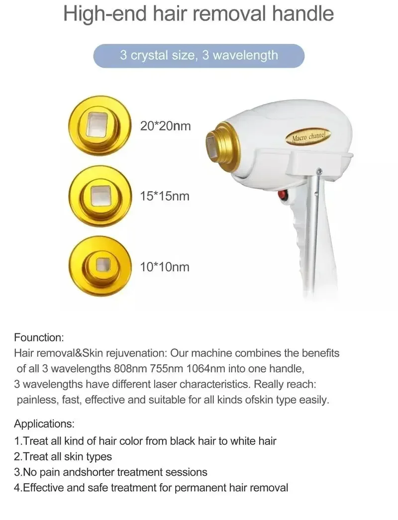 Professional 808 3 Wavelength 3000W High Power Alexandrite 808nm 755nm 1064Nm Diode Hair Removal Machine With CE