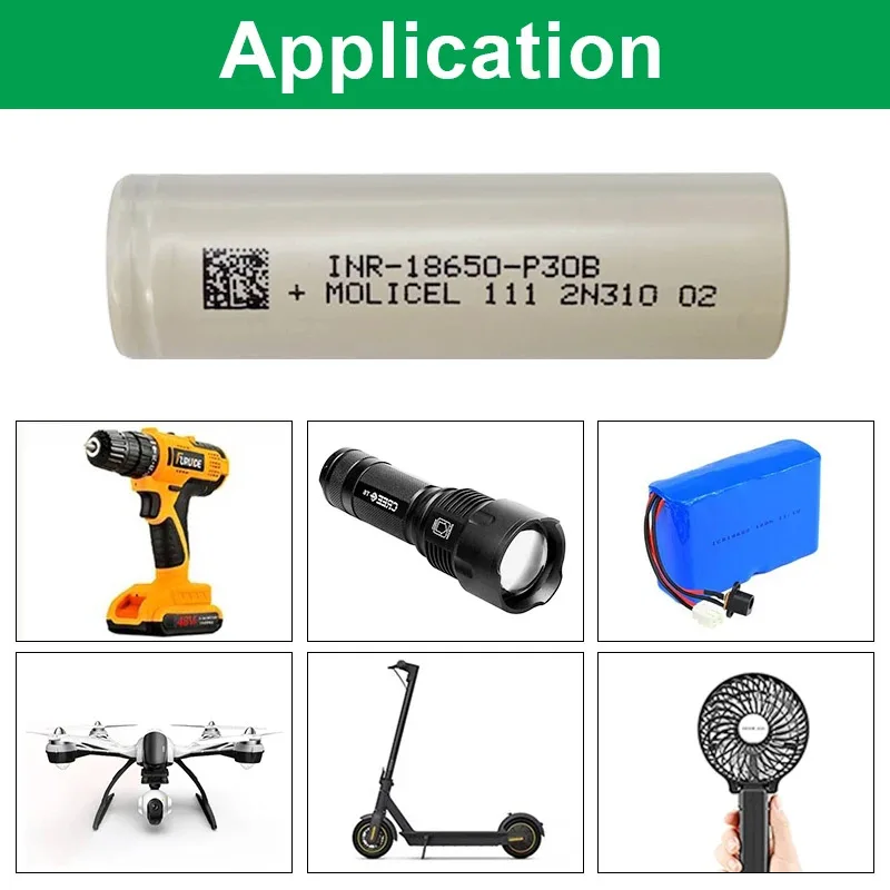 New Molicel P30B INR 18650 Battery 3000mah Capacity 30A 3.7V Rechargeable Lithium-ion Batteries For Battery Pack Flashlight