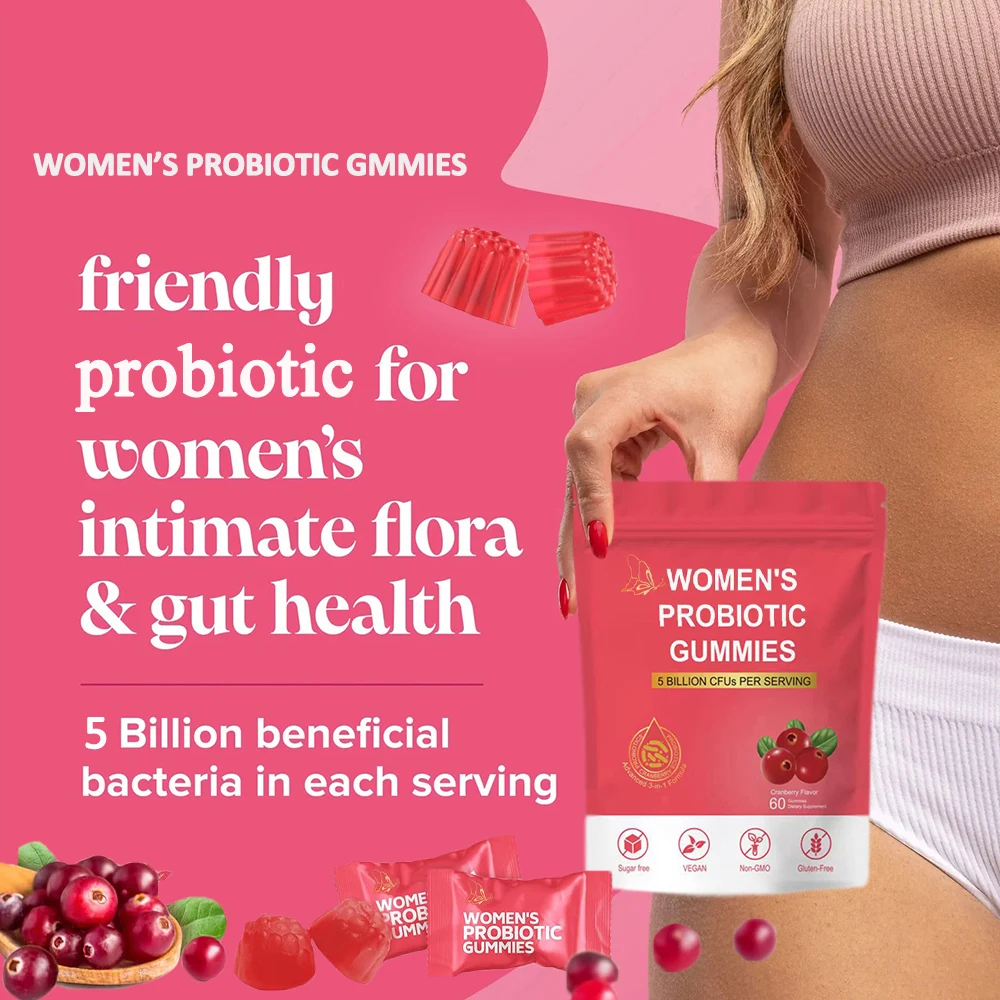

Women's Probiotic Gummies for Immune, Vaginal, Digestive & Gut Health - Supports Occasional Constipation, Bloating, Odor Control