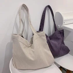 Corduroy Totes Bags for Women New Shopper Girls Handbags Reusable Eco Shopping Bag Large Capacity Winter Shoulder Bags