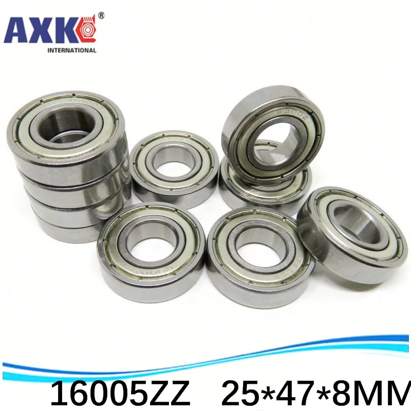 10pcs Free Shipping Double Shielded Deep Groove Ball Bearings 16005ZZ 25*47*8 Mm Inch Bearing AXK Steel Ra 0.8