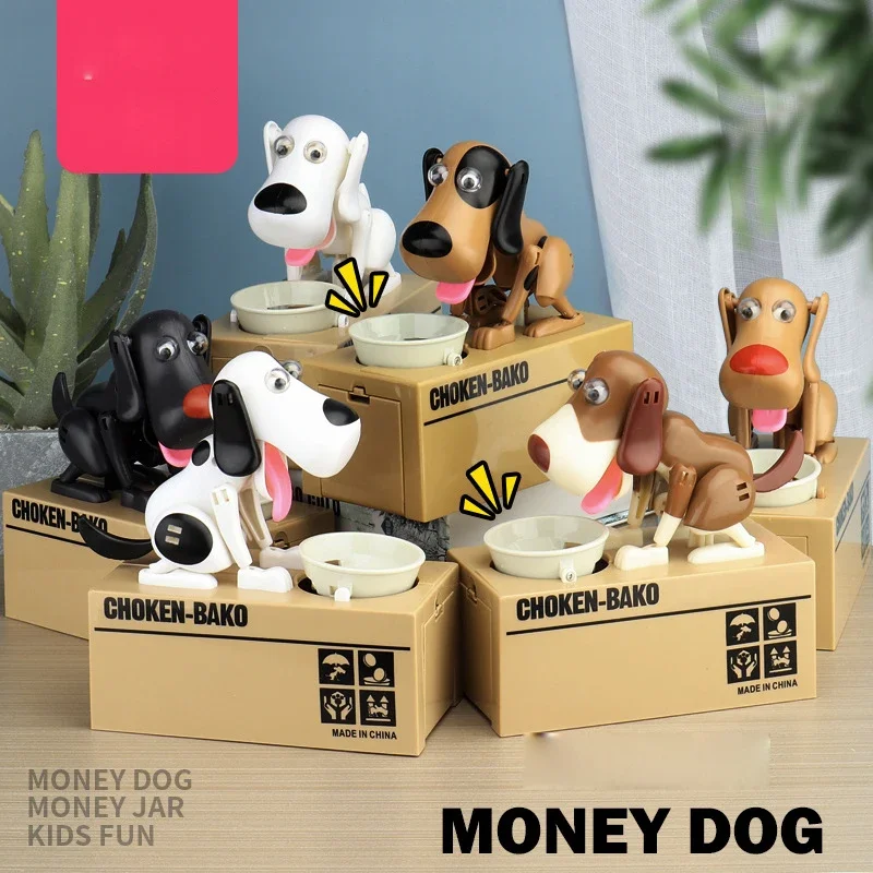 Electronic Piggy Banks Plastic Cartoon Robotic Dog Steal Coin Bank Automated Money Boxes Money Saving Box Kids Gift Kids Gift