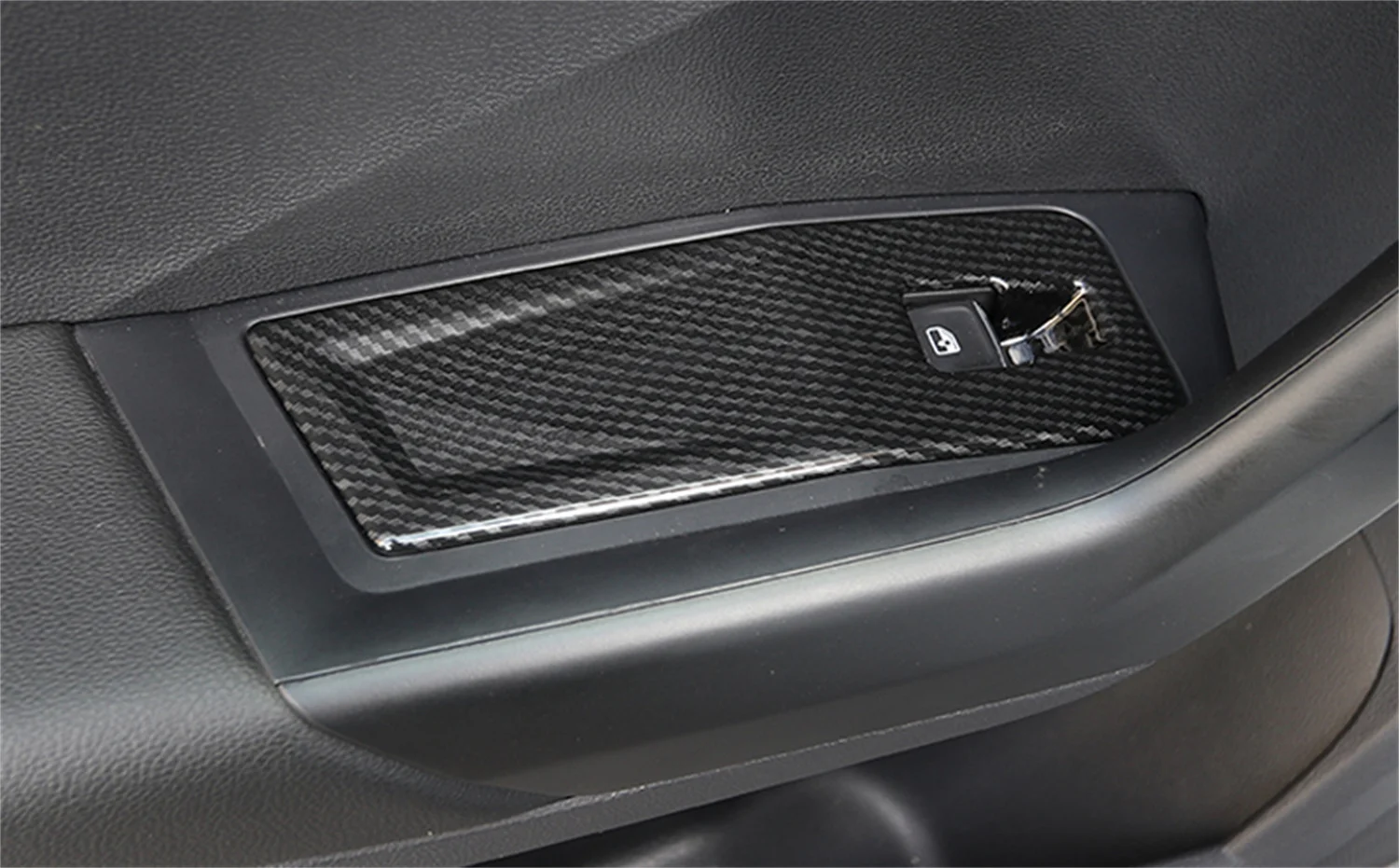 For VW Volkswagen T-ROC 2017-2023 LHD Carbon Black Window Lift Switch Control Button Cover Decor Trim ABS Accessories 4pcs