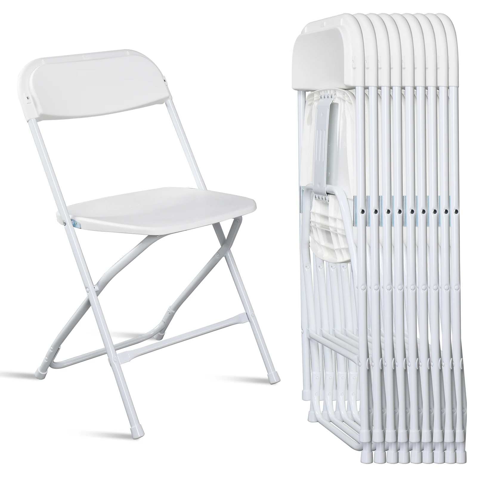 Chaise pliante de jardin classique en plastique blanc, moulage par injection, 10 pièces