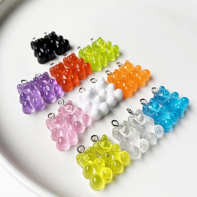 21*12mm Kawaii Miniature Transparent Bear Pendant Charms Resin For Handmade Bracelets Necklace Earring DIY Jewelry