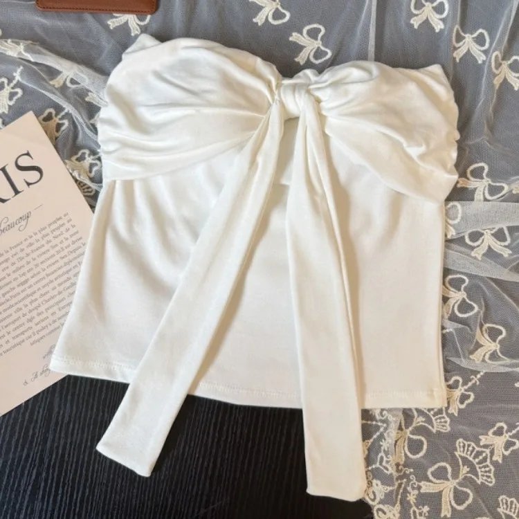 Summer New  Knot Strapl Vest Women Sexy Wrap Chest Inner Sweet And Spicy Girl Top Outer Wear ort Sle