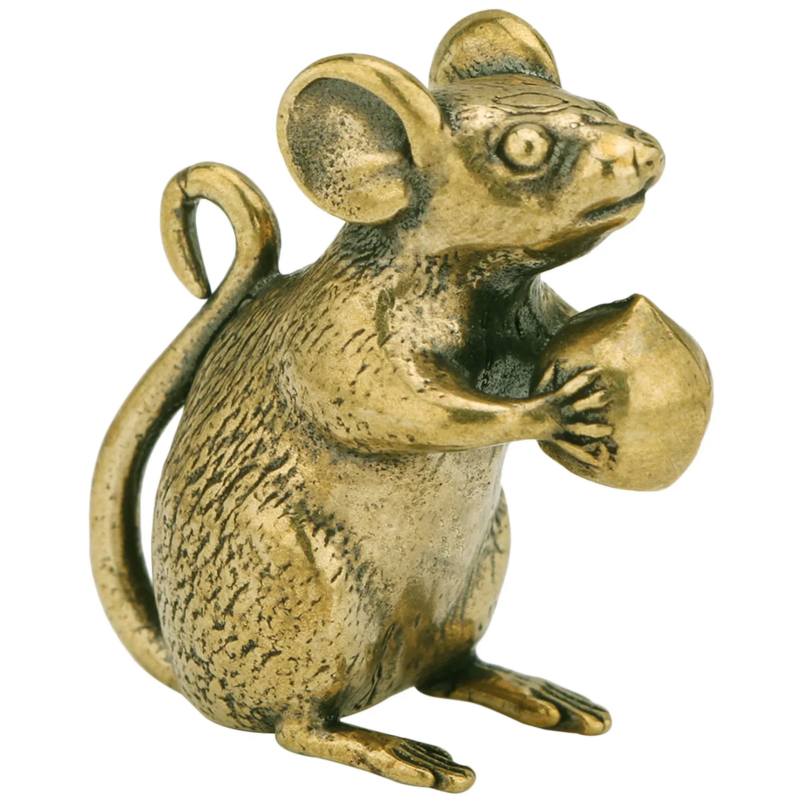

Mini Brass Mouse Decor Retro Styling Desktop Showcase Cabinet Accent for Indoor Outdoor Decoration Mouse Statue