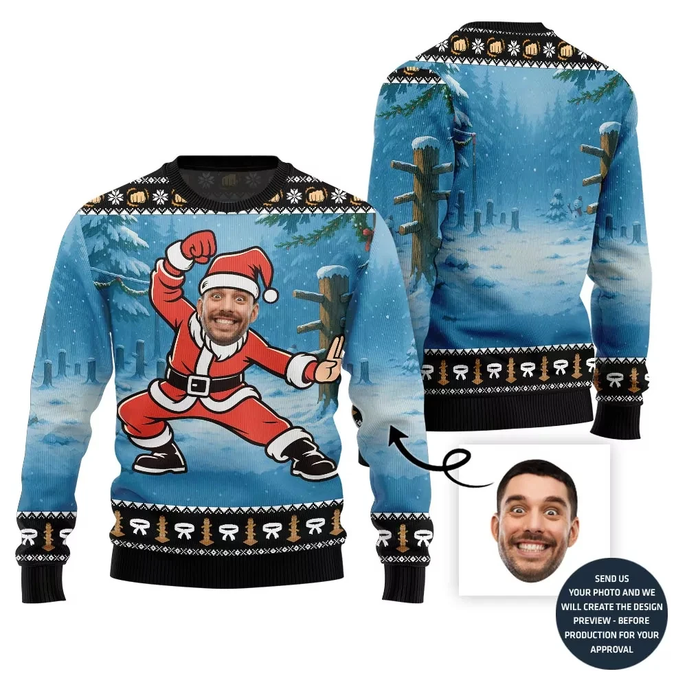 تخصيص صورتك ثلاثية الأبعاد طباعة سترة عيد الميلاد القبيحة لتقوم بها بنفسك بلوفرات الوجه صورة مضحكة البلوز شخصية هدايا عيد الميلاد لاعبا #4