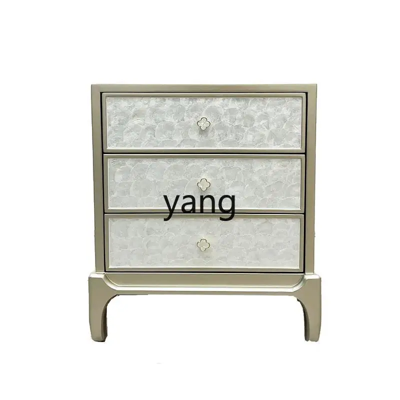 

TGF American light luxury shell solid wood bedside table modern simple locker bedroom drawer bedside table