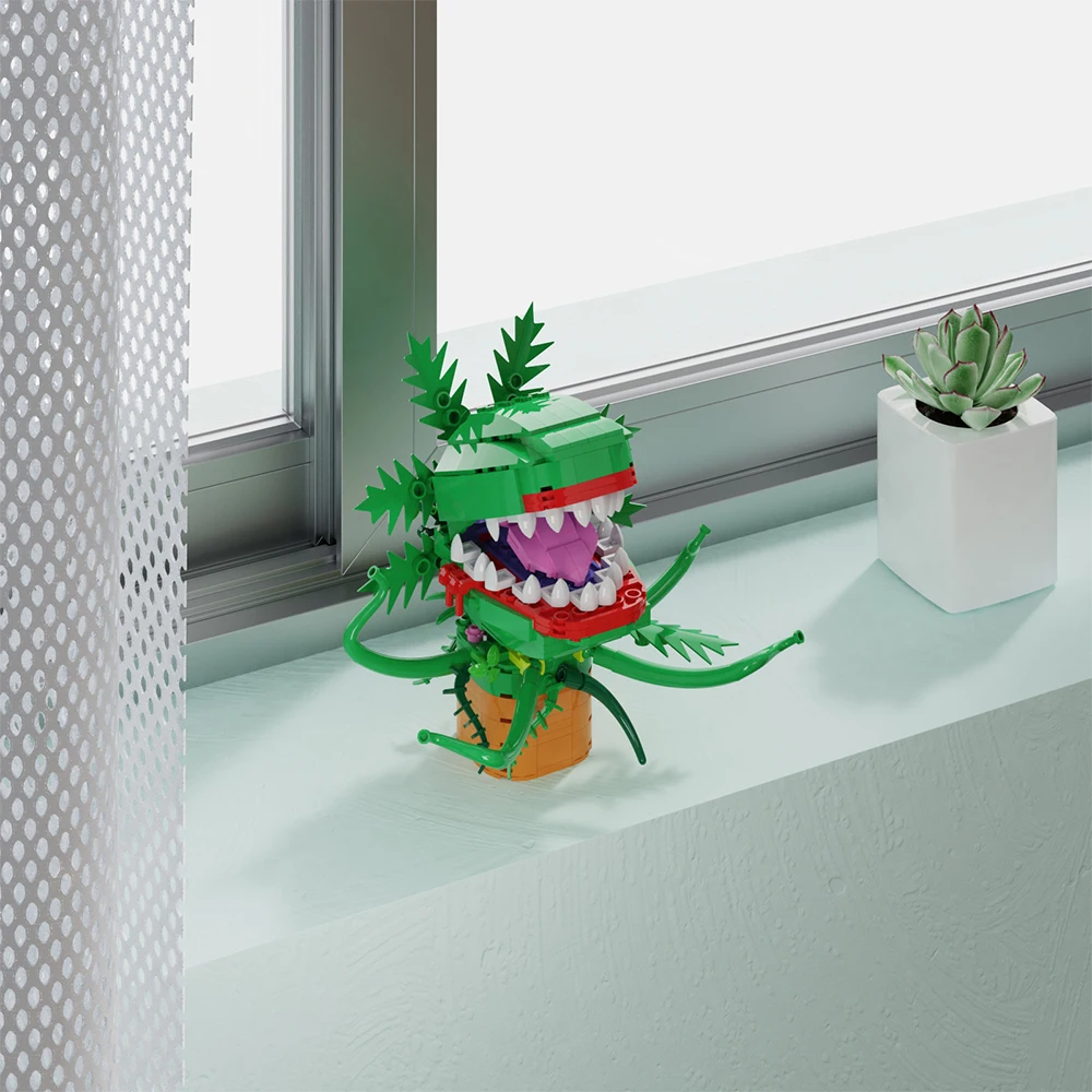 Audrey II Piranha Plant Flower Bouwstenen Horrors Shop Cannibal Bricks Halloween Cadeau voor kinderen en volwassenen (303 stuks)