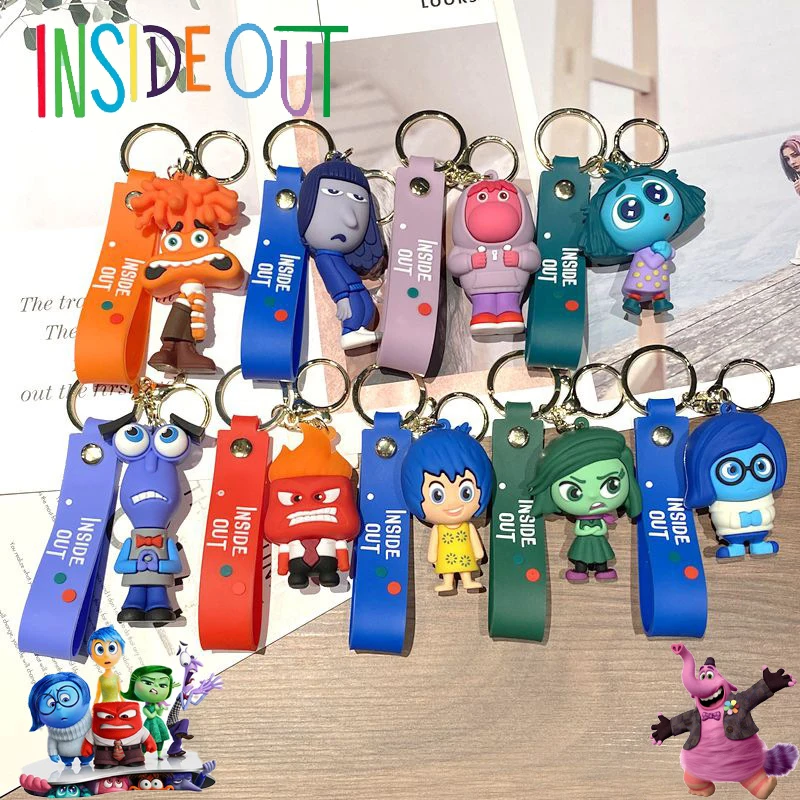 Disney Inside Out 2 Brelok do kluczy Anime Figurka Joy Anxiety Anger Disgust Fear Figurka Lalka Breloczek do kluczy Śliczna torba Breloczek Dzieci Zabawka Prezent