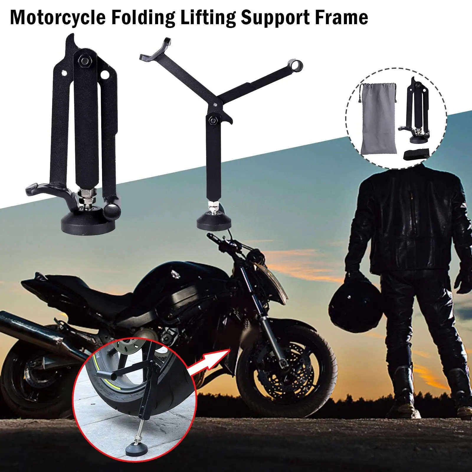 Motorcycle Folding Lifting Support Frame Foldable Heavy Lift Stand Stable Crane Frame For Motorcycle With Upgraded Armrest