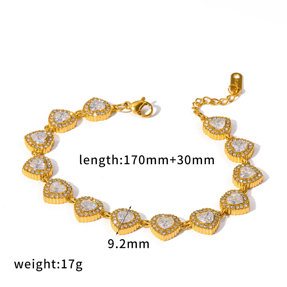 Exquisites Funkelndes Zirkon-Edelstahl-Armband für Damen 18K Vergoldeter Charm Wasserdichtes Schmuck-Geschenk – Detail 7