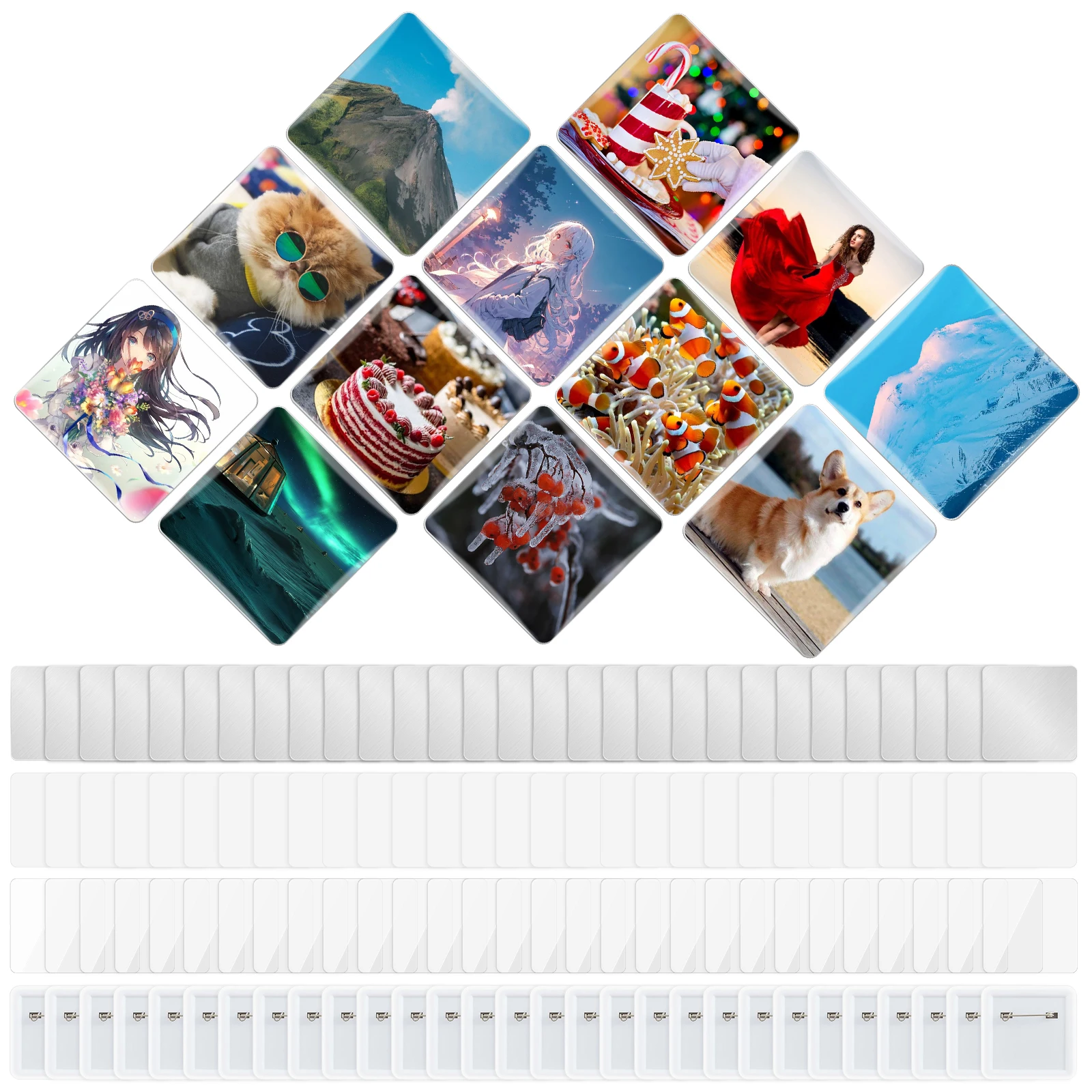 

100 комплектов квадратных пуговиц размером 2 x 2 дюйма, принадлежности для изготовления квадратных пуговиц, детали для значков «сделай сам», гарантия качества и дизайн