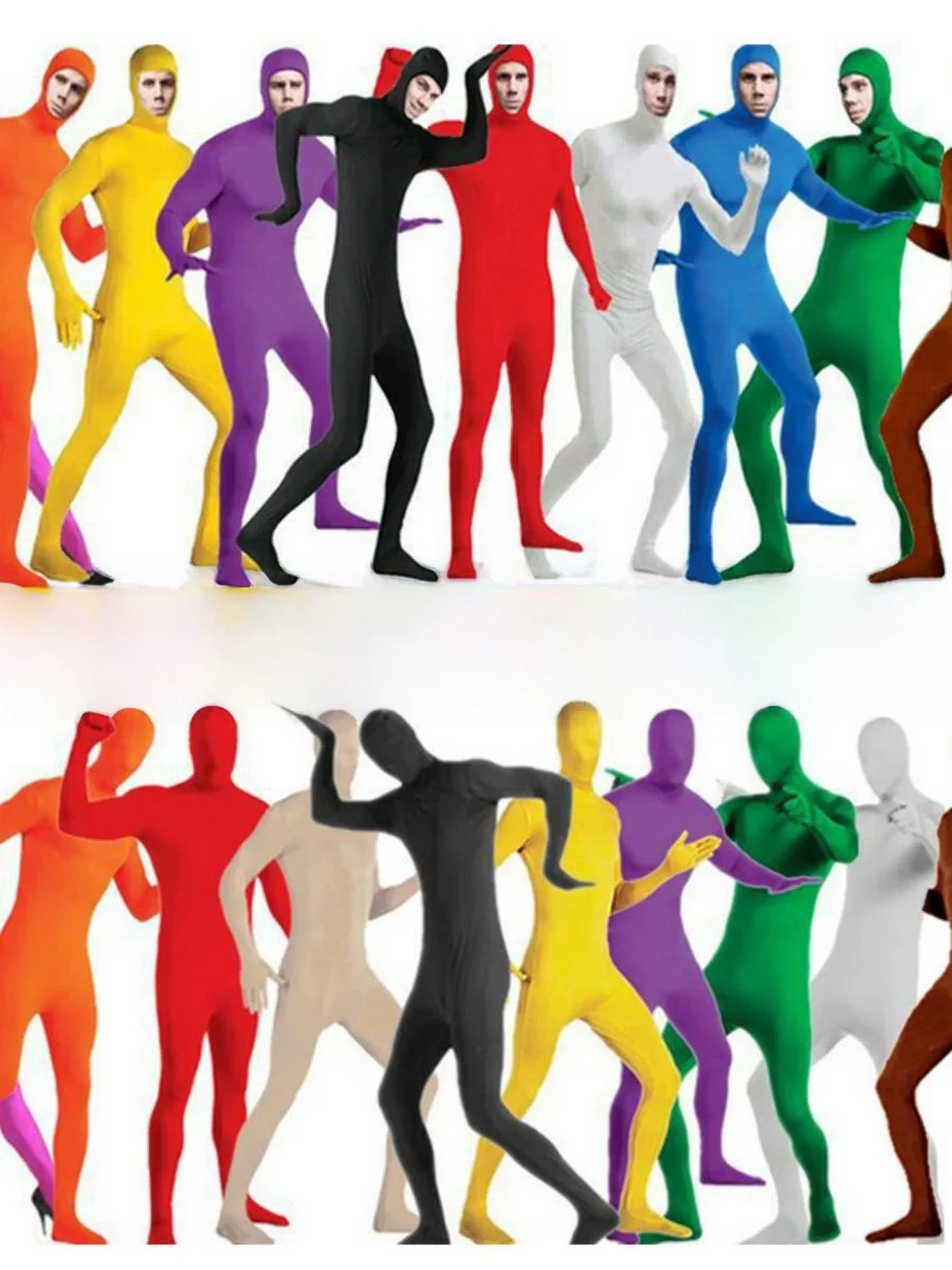 

Adult Invisible Costume Tight Suit Halloween Black Suitman Stage Performance Clothing Ninja Invisible Person Face Revealed