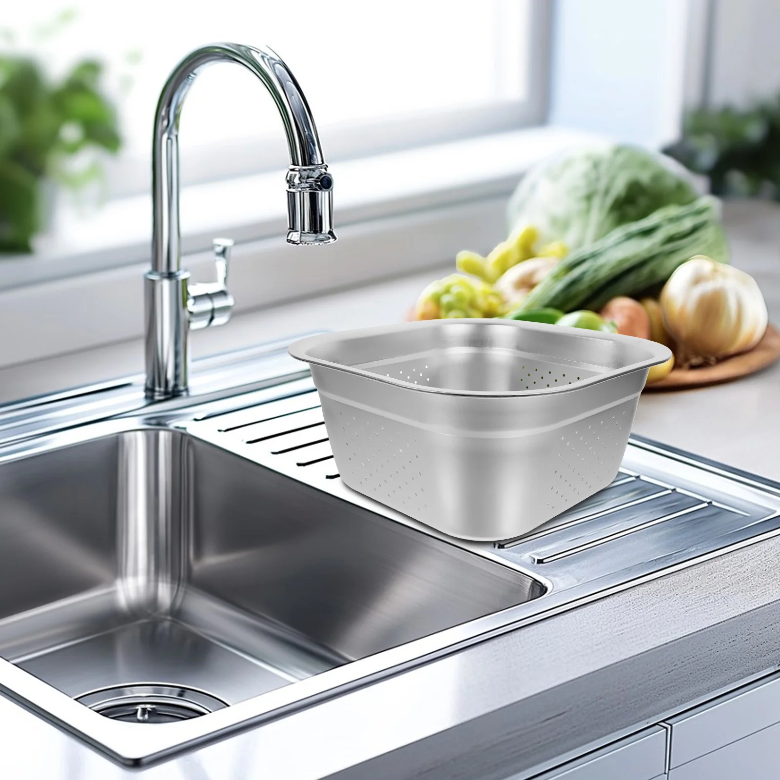 

Washing Basket for Veggies Rice Strainer Large Steel Stainless Basin Upkoch Vegetable Cleaner Bowl