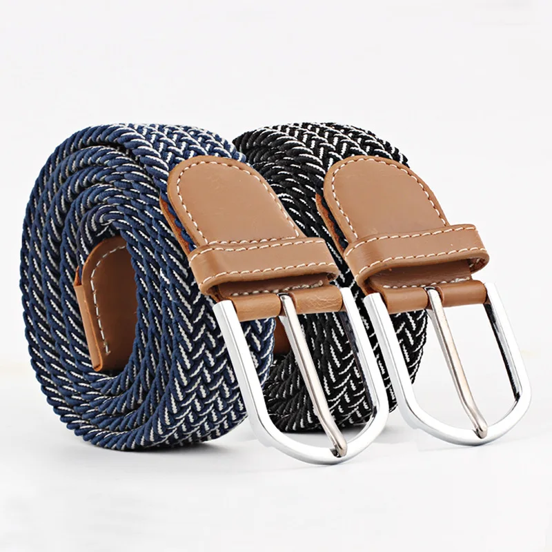 

Two-color Cross Canvas Belt Men Elastic Belt Casual Stretch Knitting Needle Buckle Student Women High Quality Belt